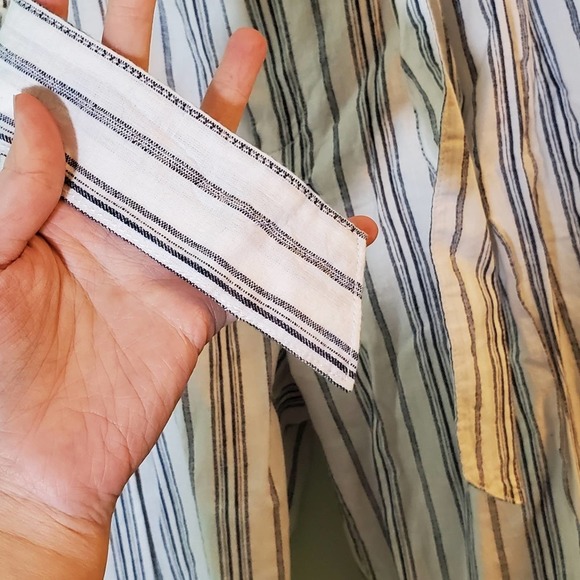 Madewell Dark Baltic Slub Stripe Linen-Blend Paperbag Pants - Picture 6 of 7